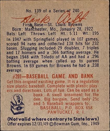 1949 Боуман # 139 Ханк Арфт Сейнт Луис Кафяви (Бейзболна картичка) EX/MOUNT Кафяви