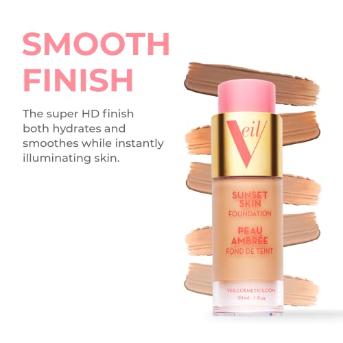 Veil Cosmetics | 1 Течна основа Sunset Skin + 1 Грунд Sunset Light 3 в 1 | 3N | Наращиваемое покритие, Лесно и осветляющее
