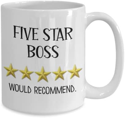 Чаша на Шефа пет звезден Върха Благодарност Идеи за Офис бюрото на Мениджъра На Работодателя На паметта Идеи на Ден на Шефа Бяла Керамична чашата за Кафе с тегло 11 и