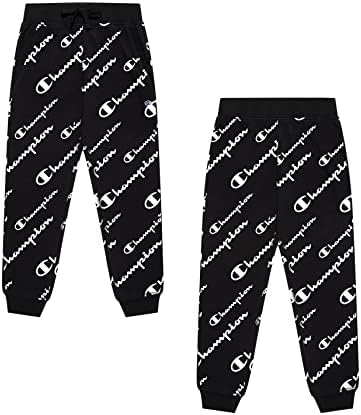 Флисовые панталони за джогинг Champion Момичета с принтом Script в целия организъм (Черни, Малки, S, 7-8)