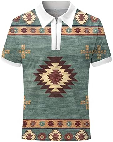 Тениска Поло Aztec Мъжки Western Tribal 2023 Летни Ежедневни Ризи с Къс Ръкав с цип и деколте, Свободно Намаляване на