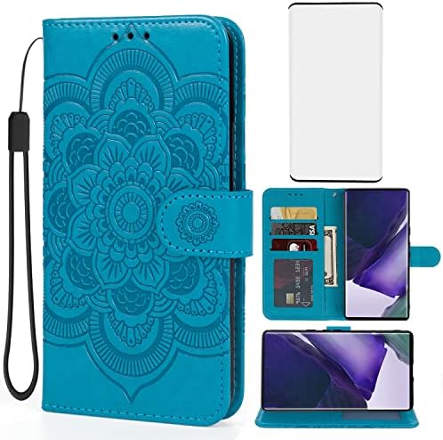 Калъф Bohefo за Galaxy S22 Ultra/Samsung S22 Ultra SM-S908U, една чанта-портфейл със Защитно фолио от закалено Стъкло, Кожен Флип-Притежател на кредитна карта, Поставка за Samsung Galaxy S22 Ultra 5G,