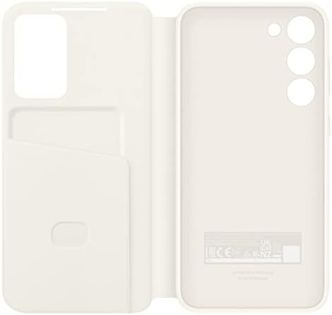 Чанта-портфейл за SAMSUNG Galaxy S23 S-View, Защитен Калъф с Отделение за карти, Прозрачен Прозорец за докосване с пръст, Версията за САЩ, EF-ZS911CUEGUS, Кремаво