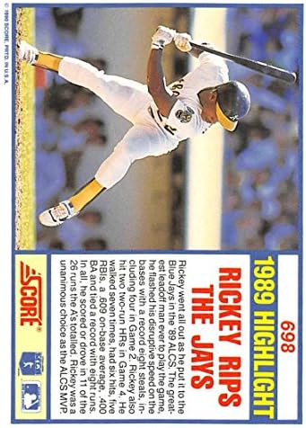 Бейзбол МЕЙДЖЪР лийг бейзбол 1990 Оценка на #698 Рики Хендерсън #698 ЕЛ Ню Йорк Атлетикс