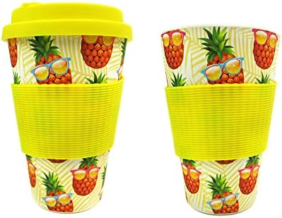 Чаша за пътуване TINYMILLS Pineapple с Отвесни Слънчеви Очила 14 унции - Дългогодишна Множество Чаша за Пътуване