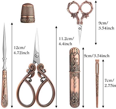 Комплекти ножици за бродиране включват 2 двойки пури в ограничени бройки ножица, Шевни ножици в европейски стил с Калъф за шевна игла, Напръстник, Нитевдеватель, Пъ?