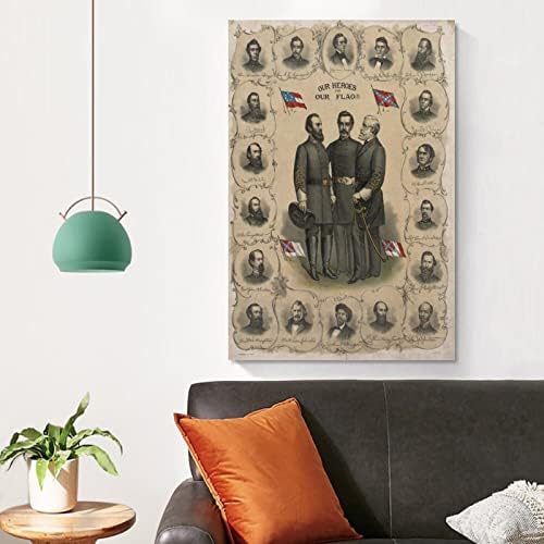 Художествен Плакат, Ретро Плакат с генералите на Конфедерацията от Гражданската война, Печатни боядисване, Монтиране на изкуството, Платно, Постери и Щампи, Стенни