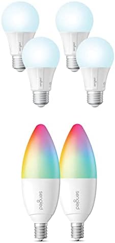Led интелигентни електрически крушки Zigbee, съвместими с Алекса Daylight, 4 опаковки Комплект с led светлини Zigbee Smart E12 Candelabra, леко-бяло, съвместими с Алекса, 2 опаковки
