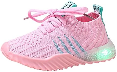 Обувки за Бягане, Спортни Момчета Момичета Светещи Led Детски Цветни Бонбони за Децата Детски Обувки за бебета Размер обувки за деца от 5 (розов, 18-24 месеца)