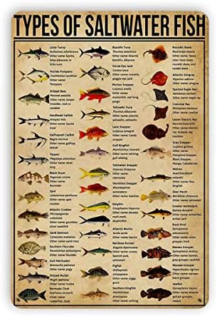 Метални Консервени Знаци Dectinsign Видове Морски Риби Лидице Знак Познаване на Научно-популярен Плакат Ферма Аквариум