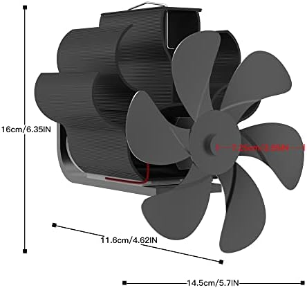 6-Диска вентилатор за печки с топлинна задвижване, Подобрен вентилатор за камина в комплект с дымоходом, Безшумен