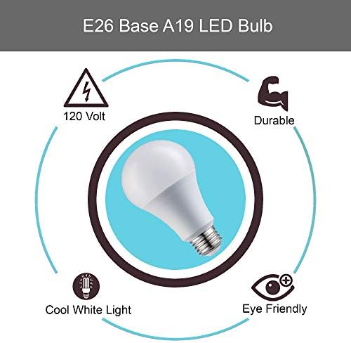 Лабораторно осветление Led A19 - Цокъл E26, 100 W, 1600 Лумена, Студено бяла подсветка 4000 До - Регулируема, икономия на енергия за външно и вътрешно осветление за дома, търговс