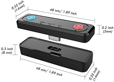 Адаптер аудиопередатчика Micnaron Bluetooth 5,0 ултра тънък с конектор USB C Cno Вграден цифров микрофон APTX с ниска латентност за Nitendo Switch Lite е Съвместим с вашия компютър PS4 PS5, по?