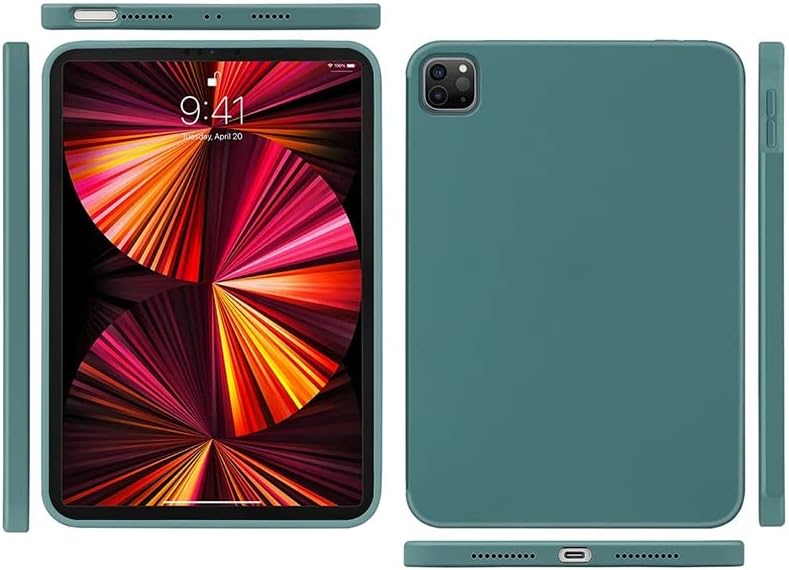 Оригинален течен силиконов калъф HAODEE за iPad Pro 11 12,9 см 2020 2021 Калъф за iPad Mini6 Калъф 2021 за 2020 Air 4 калъф 10,9 (Цвят: тъмно зелен, размер: 2020 2021 Pro 12,9)