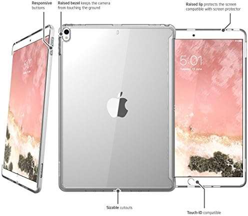 калъф i-Blason за iPad Pro 10,5 (2017 година на издаване) и iPad Air 3 10,5 2019 (3-то поколение), който е съвместим с официалната версия на Smart Cover Smart Keyboard Clear Hybrid Cover Обновена версия (прозра