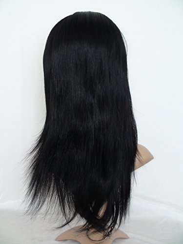 Пълна дантела перуки 150% плътност бразилски коса Реми Перука от естествен човешки косъм директен # 1Б 18 инча