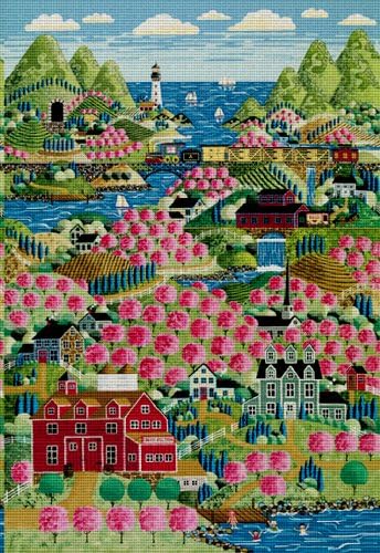 Художествени Ръкоделие Cherry Blossom Hills Класически Пейзаж Платно за Бродерия Антъни Клима