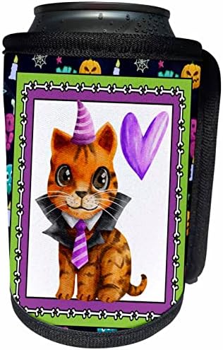 3. Начертайте Страхотна оранжева шарени котка на Хелоуин И пурпурно сърце. - Опаковки за бутилки-охладители (cc-369105-1)