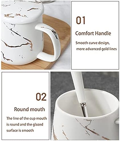 Roodhey Креативна Златисто-Бяла Мраморна кафеена чаша керамична чаена чаша за мъже и жени