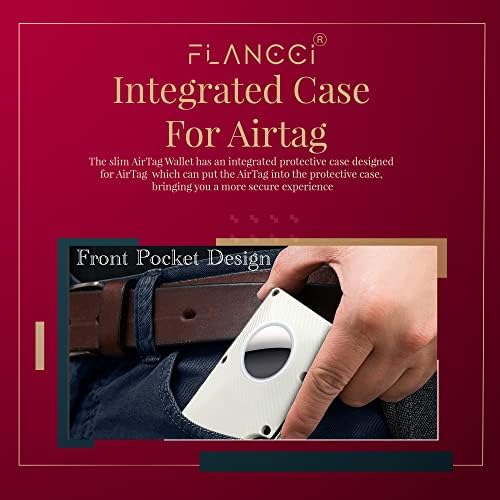 Мъжки портфейл FLANCCI Airtag, Изчистен Бял чантата си, с преден джоб, изработени от въглеродни влакна с щипка за
