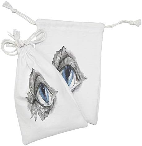 Платнена Торбичка за окото Ambesonne, Комплект от 2 теми, Абстрактното човешко Око с Боядисани миглите-пеперуди,