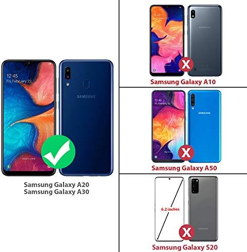 Калъф за телефон TJS, съвместим с Samsung Galaxy A20 / Galaxy A30, [Защитен слой от закалено стъкло], колан, Кобур