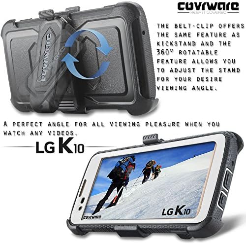 КАЛЪФ COVRWARE серия AEGIS за LG K10 / LG Premier LTE с вградено защитно фолио за екрана, Здрав кобур за цялото