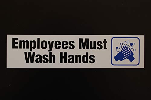 Служителите трябва да си мият ръцете Стикер Vinyl Стикер 8,5 X 2 4 Mil Знак за Устойчивост на атмосферни въздействия