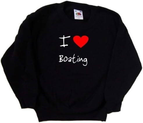 I Love Heart Boating Черна Детска Hoody