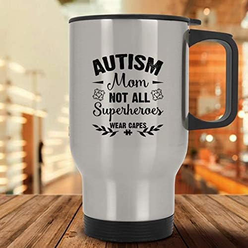 Пътна чаша за мама-герой с Аутизъм, Изолирано Пътна чаша (Сребърна чаша)