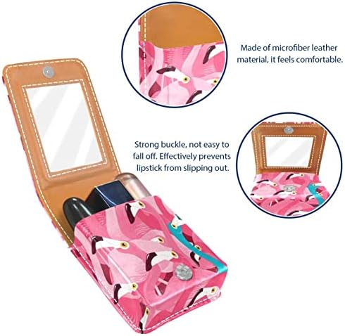 Мини-Калъф за Червило с Огледало за Чантата, Организация Преносим Калъф с Фламинго