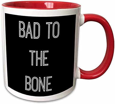 3 Чаша с надписи Bad to The Bone Background, 11 грама, Черен / Бял / Червен