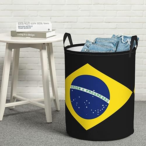 Кошница за Дрехи С Бразилски Флаг, Кръгли Органайзер За Играчки, Сгъваема Чанта За Дрехи, Кошница За Спални, Баня
