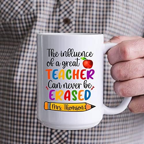 Влияние на Великия Учител Никога Не Може Да се Втрива Чаша, Персонални Кафеена Чаша Подарък За Учители, Чаша С името
