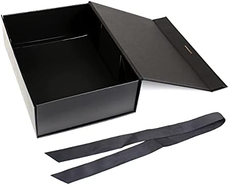 Черна подарък кутия Lidelazon с подарочными стикери за Коледа, Ханука, Ден на бащата, Абитуриентски, Сватби, рождени