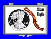Титуляр Marcus 3 x 2 с защелкивающимся заключване Silver Eagle Dollar – Поздравления. (Без монети)