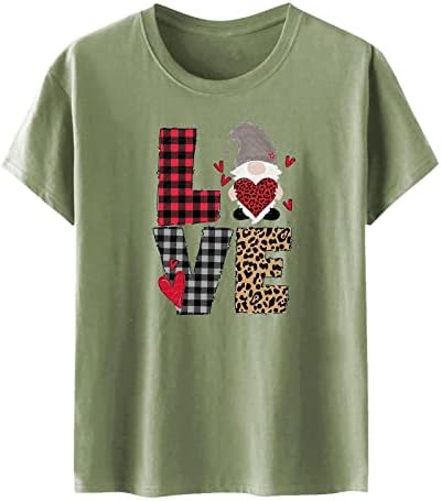 Тениски с Джуджетата на Свети Валентин, Подаръци за Жени, Леопардовые Каре Върхове с Принтом Сърца и Любов, Тениска