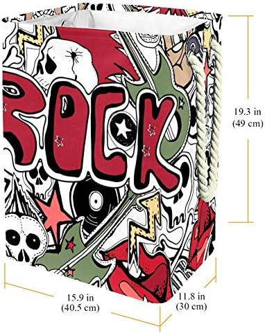 DJROW Чанта за дрехи Луд Пънк-Рок Абстрактни Черепа Игли Китара, Рок Диск Звезди Устните Голяма Кошница За Съхранение
