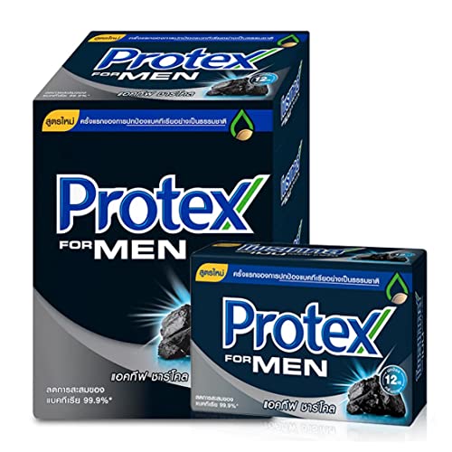 Сапун с активен въглен, съвместимо с Protex For Men, (подарък опаковка от 4 броя), Сапун за мъже за тялото, лицето
