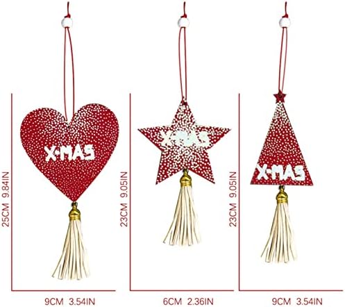 Коледен Орнамент Дървени Рисувани Коледни Сърцето Писмо Висулка Три Опаковки Червени Гирлянди От Местата В Морски