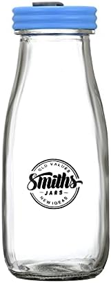 Стъклени бутилки Smiths Mason Бурканчета от 9 опаковки с капаци (300 мл / 10 унции) - Удобни за деца Стъклени бутилки