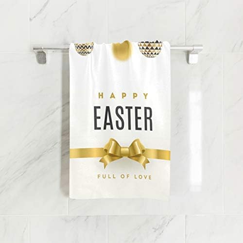 Naanle Happy Easter Подвесное Златното Яйце, Украшенное Носа На Бял Мек Банном Кърпа, Абсорбиращи Кърпи за Ръце,