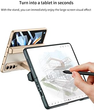 Кожен калъф SHIEID Samsung Z Fold 4 с държач за дръжка, калъф Galaxy Z Fold 4 със защита от пантите, Вградено Защитно