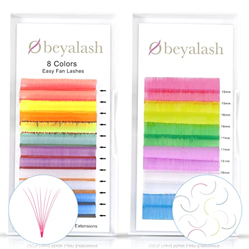Натрупване на цветни мигли lash разширяване на индивидуален цвят и удължаване на миглите фен от 8 смесени цветове