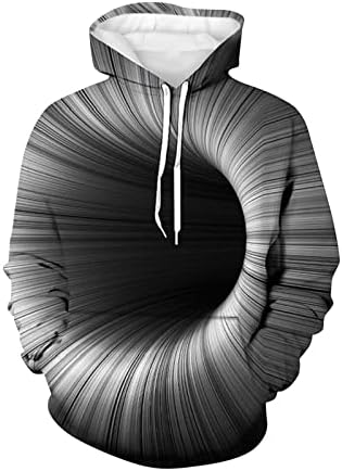 HEHOAH Мъжки Пуловер С качулка, Унисекс Мъжки 3D Печат Творчески Кръг Силует на Ежедневни Дълги Ризи, Блуза, Топ