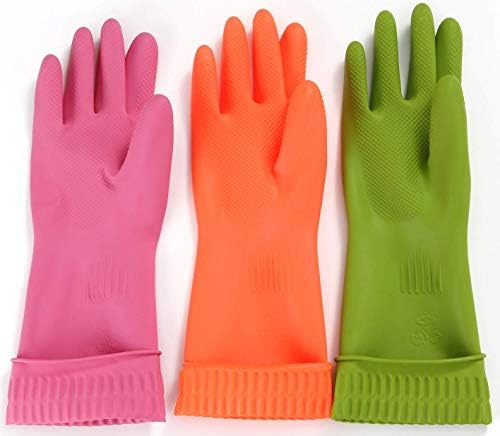 За многократна употреба водоустойчиви гумени ръкавици за миене на чинии в домашни условия– 3 чифт домакински ръкавици,
