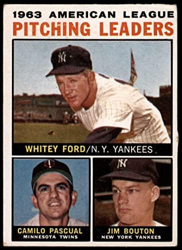 1964 Начело 4 Списък на лидери накланяме whitey Ford / Camilo Паскуал / Джим Пъпка Янкис / Туинс (Бейзболна картичка)