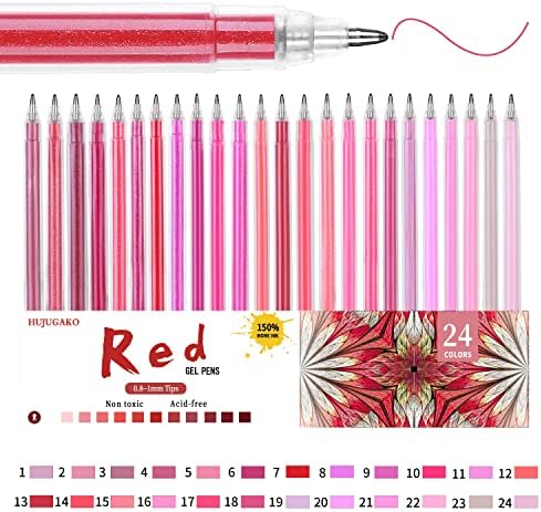 Преливащи Гел Химикалки HUJUGAKO, 18 Цветни Тънки Дръжки с Блестящи Кристални Пастел, на 150% Повече мастило, Пишат