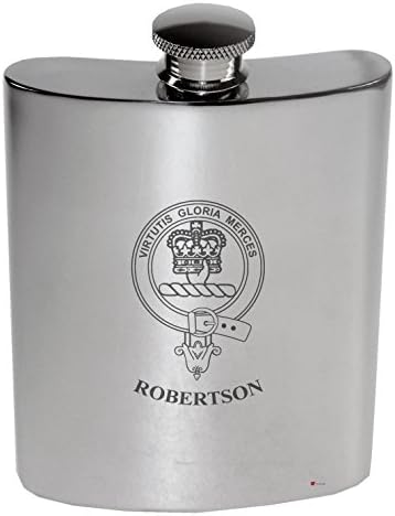 Фляжка за бъбреците Robertson Family Crest, 6 унции, полиран калай