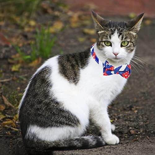 Нашийник за котки AIITLE с флага на сащ за Деня на Независимостта на 4 юли, Отделяющийся Подвижна Регулируема Защитен